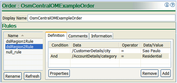 Shows an order rule in Design Studio