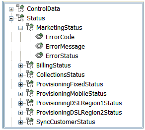 Shows status data in the order template.