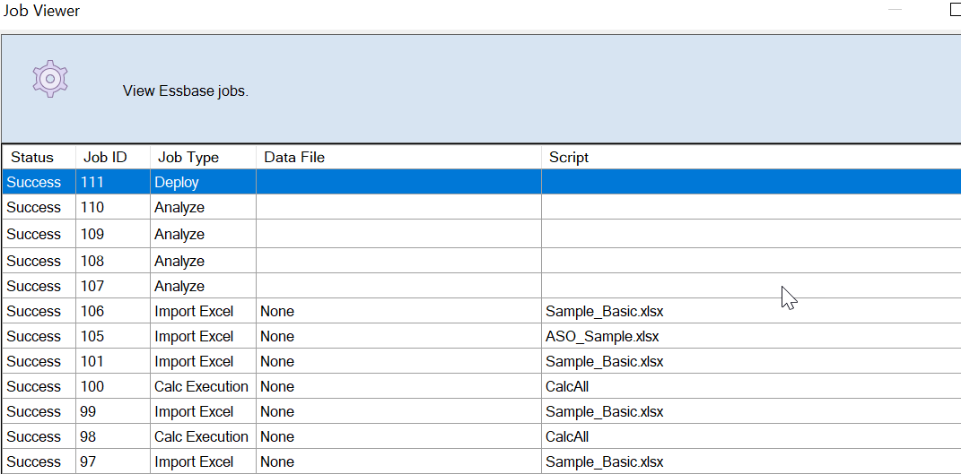Abbildung des Cube Designer-Dialogfeldes "Job-Viewer".