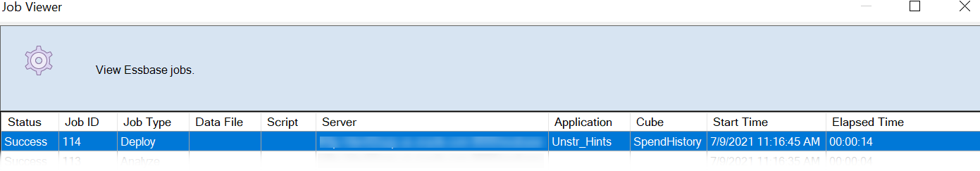Cube Designer-ohjelman Job Viewer -valintaikkunan kuva.