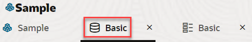 Basicキューブのタブが選択された、Webインタフェースのタブを示すイメージ。