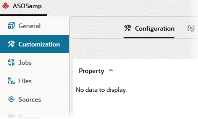 Imagem da área de configuração da aplicação do Redwood, sem propriedades de configuração acrescentadas.