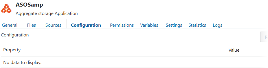 Interface de configuração da aplicação sem propriedades da configuração acrescentadas
