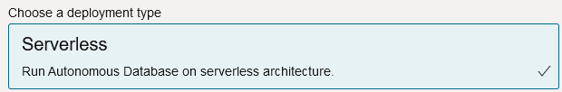 Voľba Choose a deployment type (Vyberte typ nasadenia) s vybranou hodnotou Serverless (Bez servera)