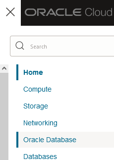 從 OCI 主控台的主功能表中選取 Oracle Database