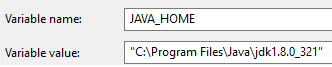 系統環境變數 JAVA_HOME 設為 "C:\Program Files\Java\jdk1.8.0_171"