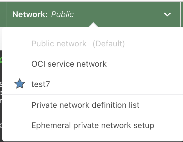 Menüoption zum Einrichten eines privaten Netzwerks.