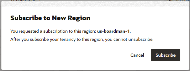 Zum Einblenden hier klicken Bild des Bestätigungsdialogfelds für das Regionsabonnement.