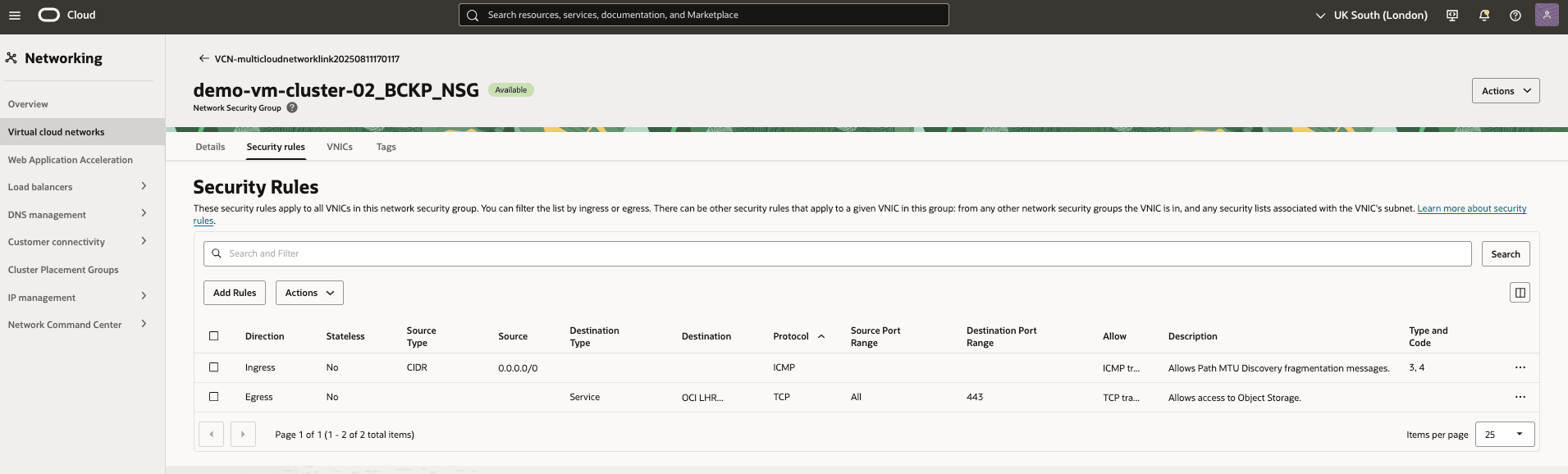 In diesem Screenshot wird gezeigt, wie Sie die Konnektivität zu Object Storage aktivieren.
