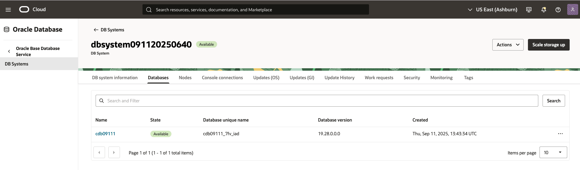 Ein Screenshot des Backup-Basisdatenbankprozesses.