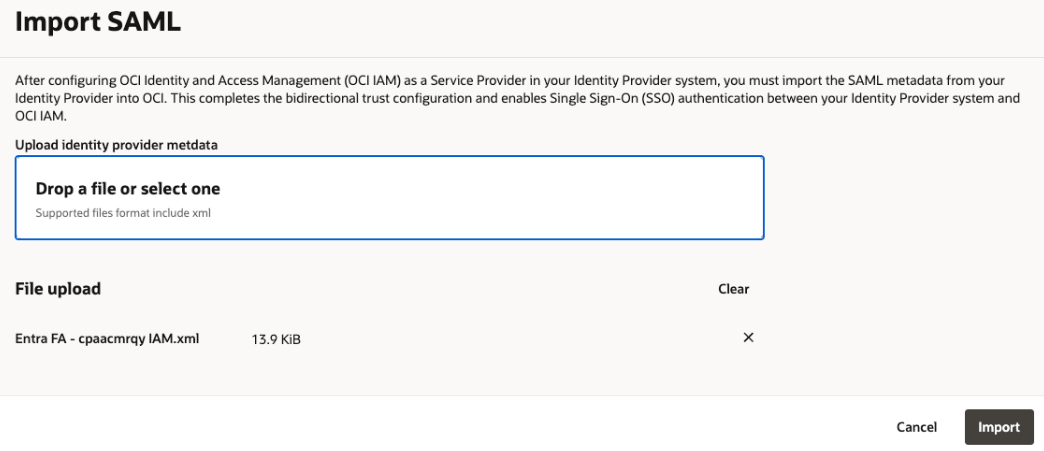 So importieren Sie die SAML-Datei