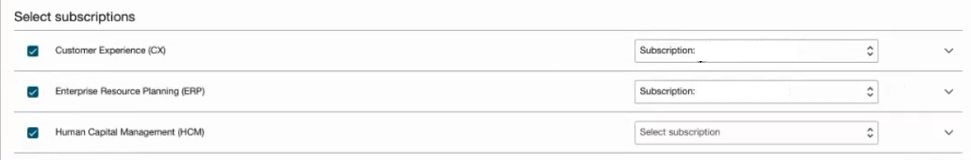 Der Abschnitt "Abonnements auswählen" des Workflows "Umgebungsfamilie erstellen".