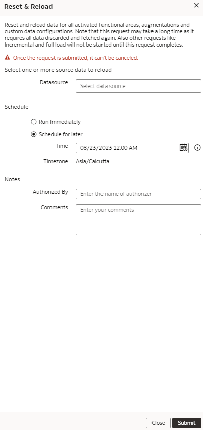 Dialogfeld "Zurücksetzen und neu laden" Dialogfeld "Zurücksetzen und neu laden"