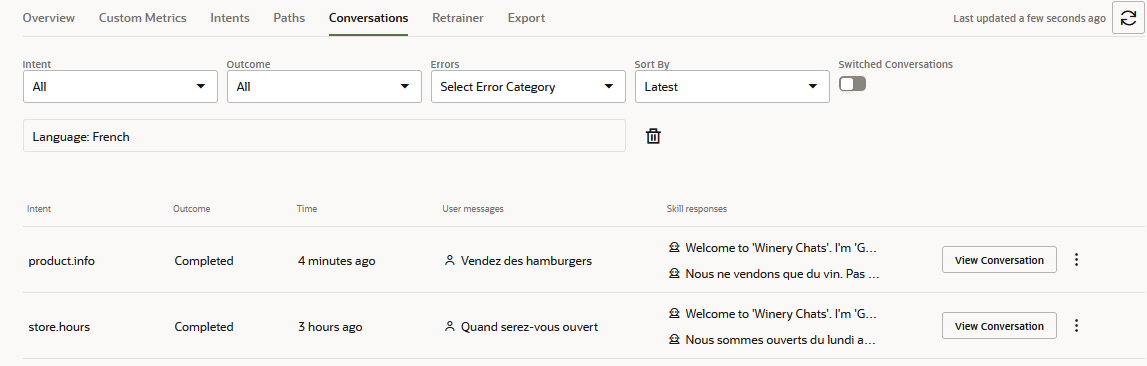 Beschreibung von Conversation-report-filtered-language.png folgt