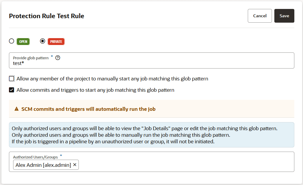 Beschreibung von job-protection-page-allow-commits-and-triggers.png folgt
