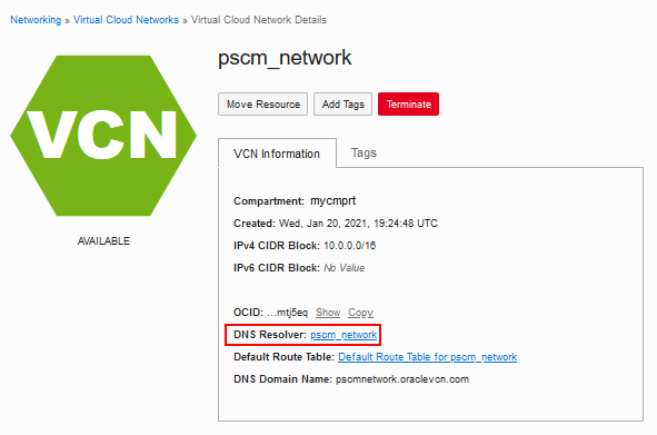 Seite "Cloud-Netzwerkdetails anzeigen"