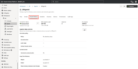 Agent-Seite wird geöffnet, wobei die Registerkarte "Gespeicherter Speicher" ausgewählt und markiert ist. Agent-Seite wird geöffnet, wobei die Registerkarte "Gespeicherter Speicher" ausgewählt und markiert ist.