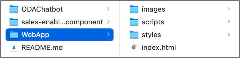 Diese Abbildung zeigt den Ordner WebApp und dessen Inhalt.