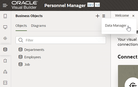 Menüoption "Data Manager"