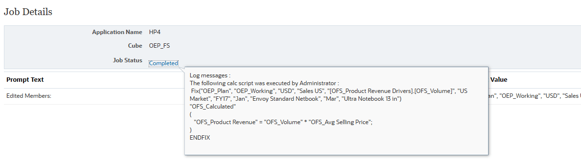 Logmeldung für Job.