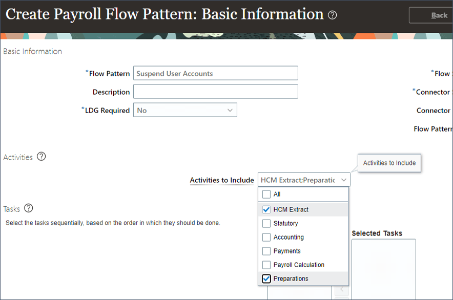 Geben Sie den Namen an, und wählen Sie die Aktivitätstypen aus.