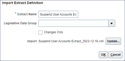 Dialogfeld "Exportdefinition importieren".