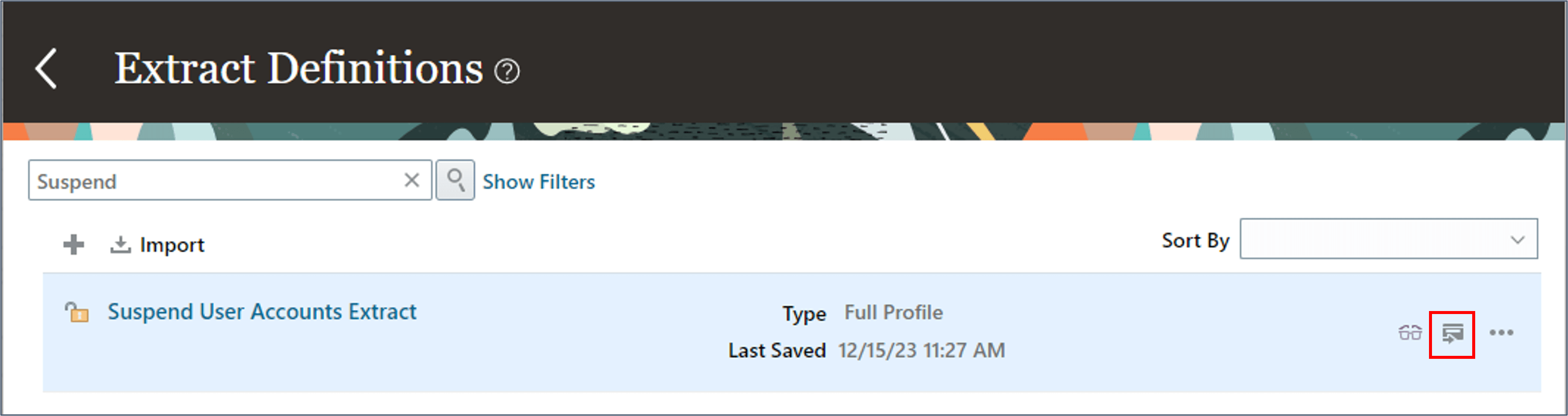 Klicken Sie in der Zeilenaktion auf das Symbol "Extrahieren weiterleiten".