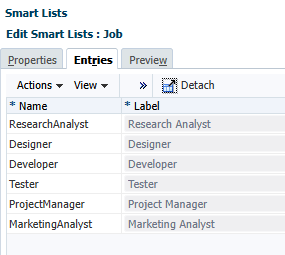 Smart List-Einträge