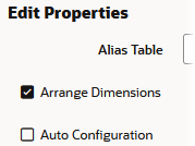 Globale Eigenschaften für Dimensionserstellung mit aktivierter Option "Dimensionen anordnen"