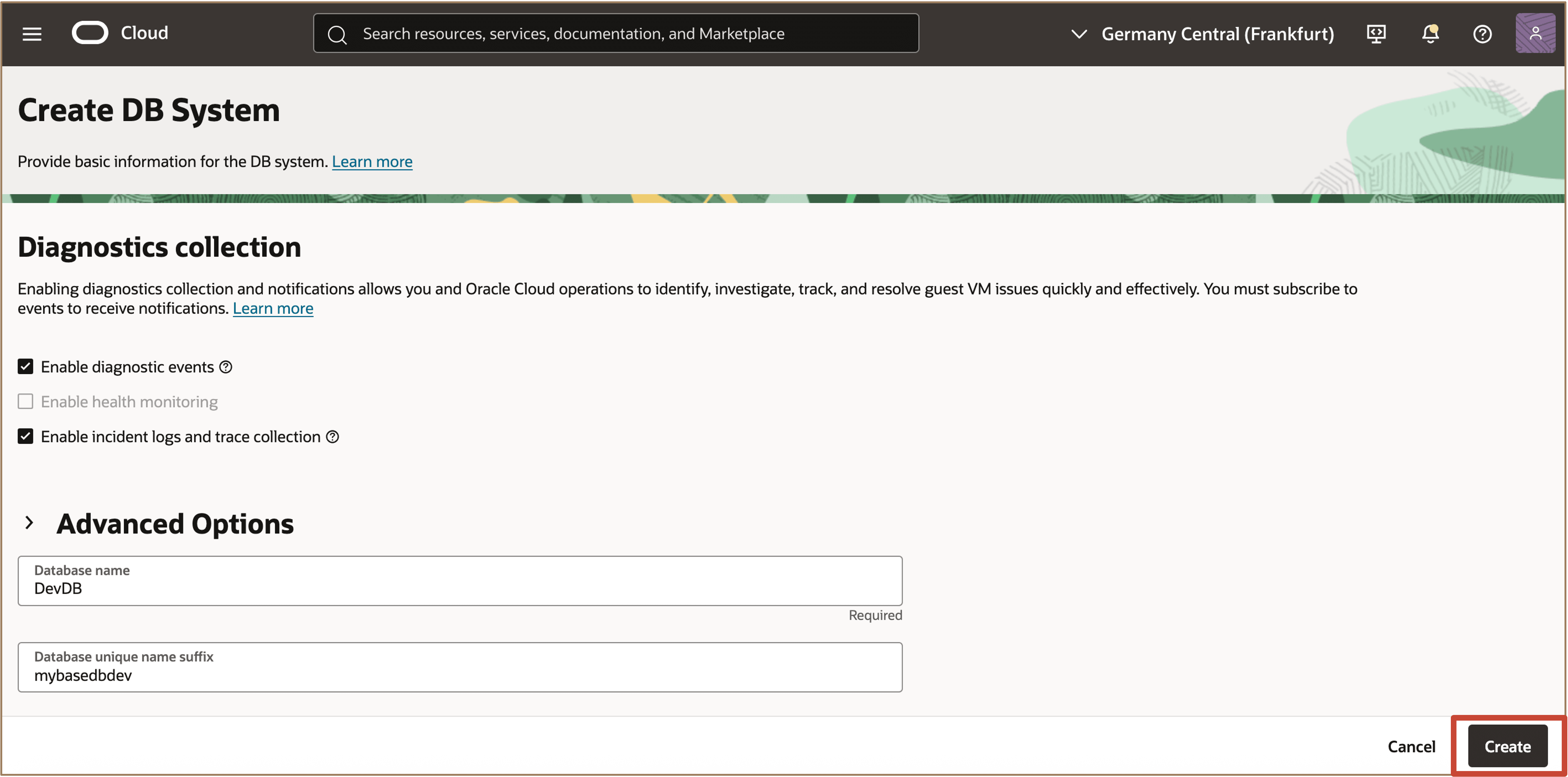 Bild mit Klick auf "Erstellen"