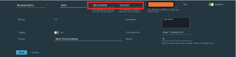 DNS-IP der SNAT-Konfiguration