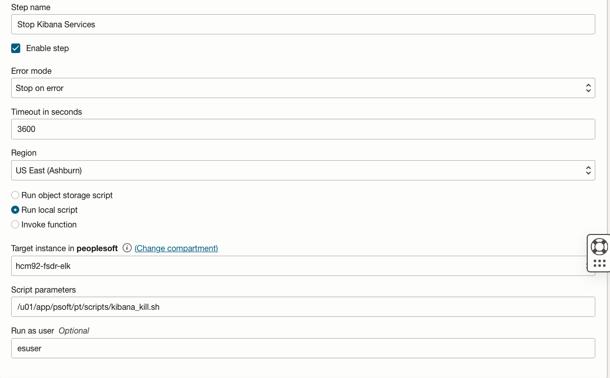 Schritt "Kibana-Services stoppen"