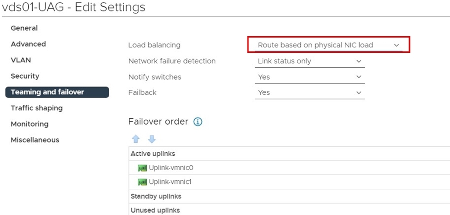 Teaming- und Failover-Richtlinie aktualisieren