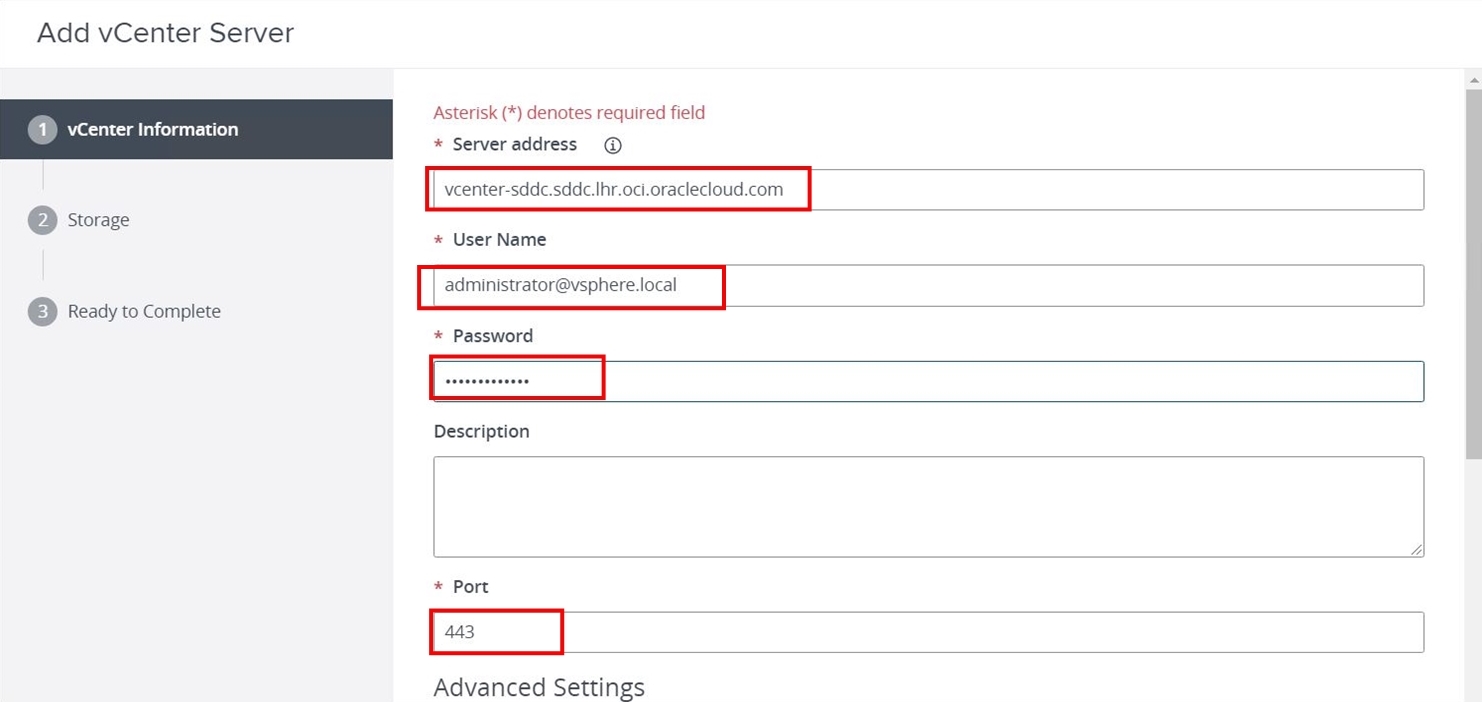 vCenter-Server zum Verbindungsserver hinzufügen