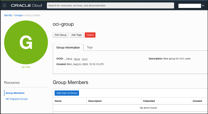Neue Gruppe wird angezeigt