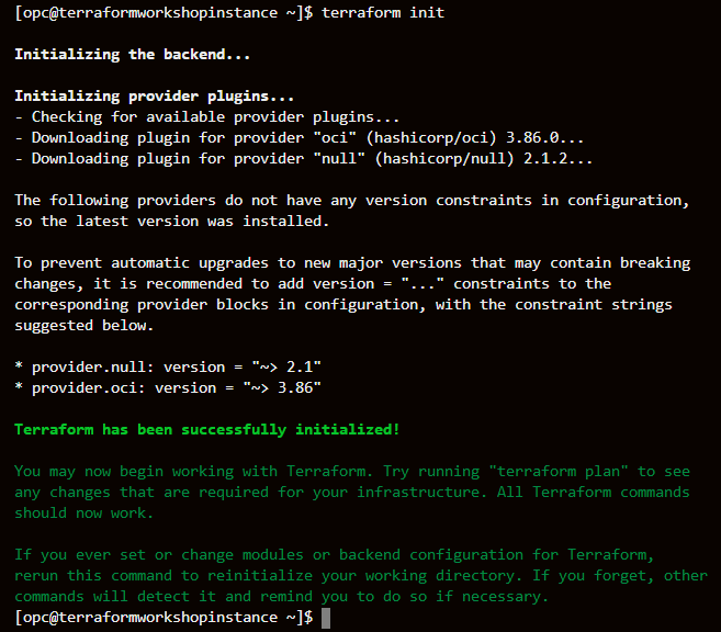 Erfolgreiche Initialisierungsmeldung