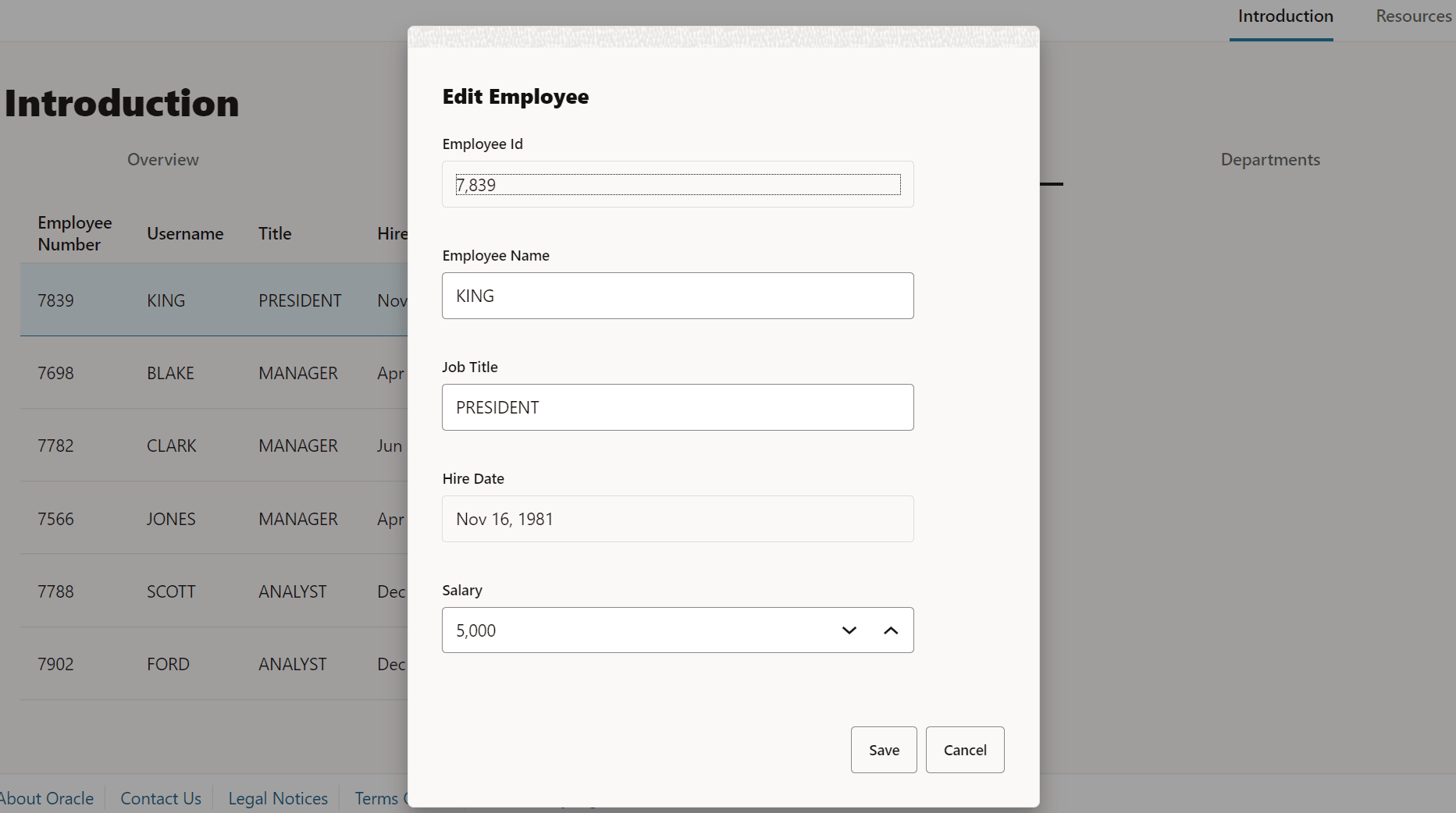 Seite "Mitarbeiter" mit Dialogfeld "Mitarbeiter bearbeiten" Seite "Mitarbeiter" mit Dialogfeld "Mitarbeiter bearbeiten"