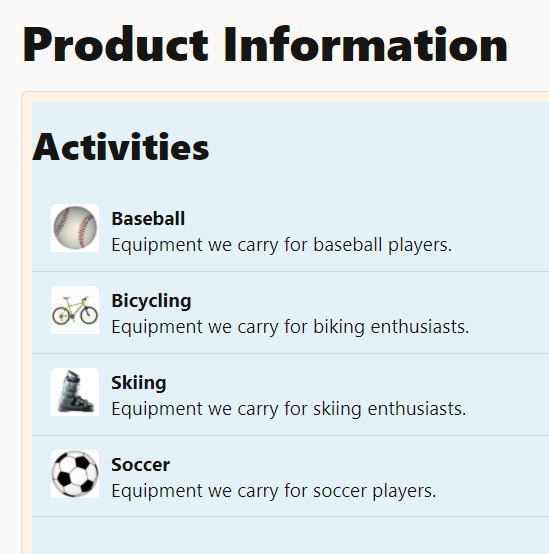 "Die Thumbnail-Bilder für Aktivitäten werden korrekt angezeigt