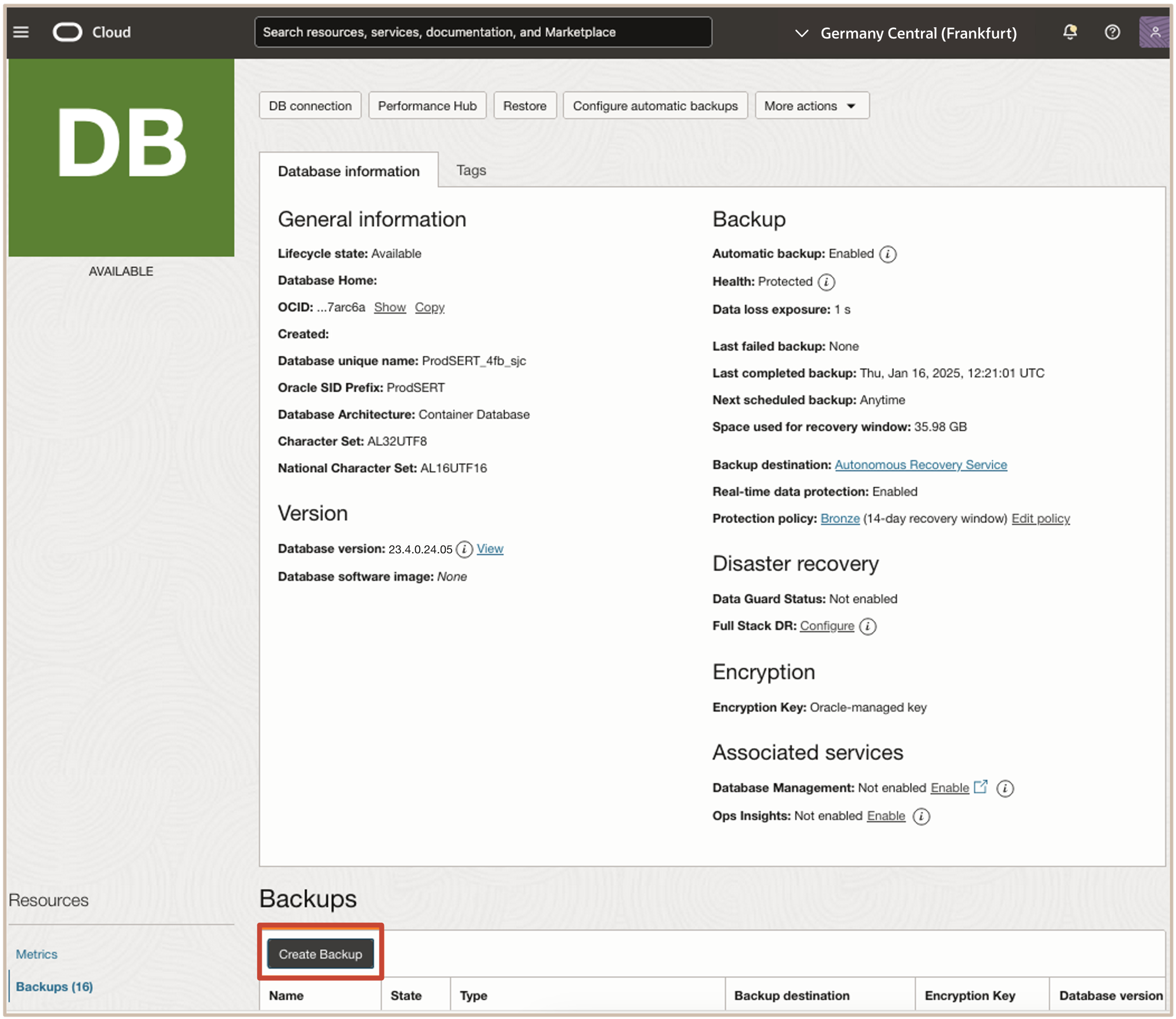 Bild mit "Backup erstellen"