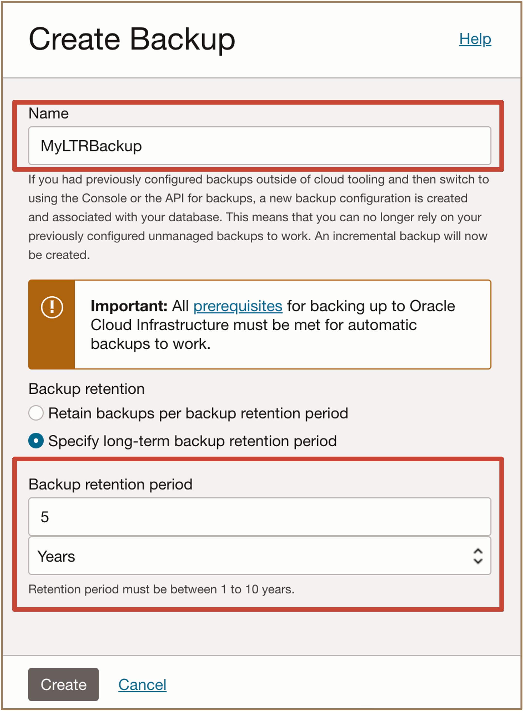 Bild mit Option "LTR-Backup erstellen"