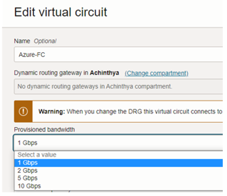 Virtual Circuit bearbeiten
