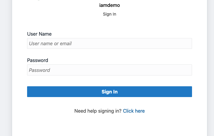 Abbildung der IDCS-Anmeldeseite