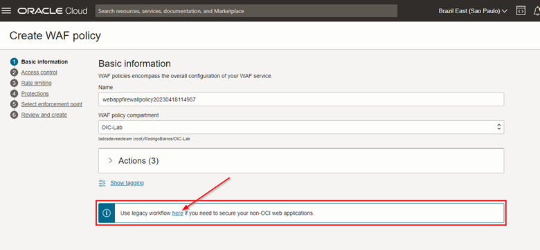 Klicken Sie auf den Link für den Legacy-Workflow