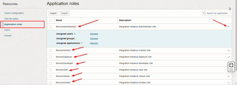 Klicken Sie auf Anwendungsrollen