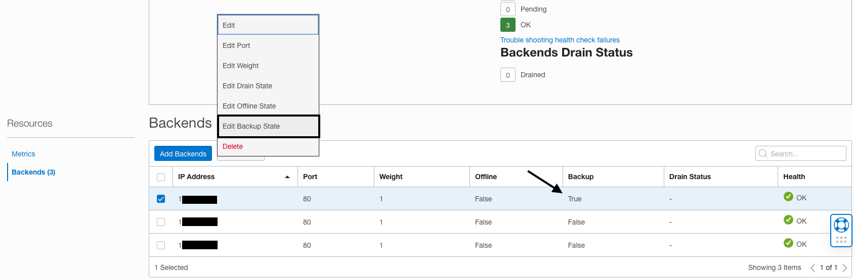 Backupstatus bearbeiten