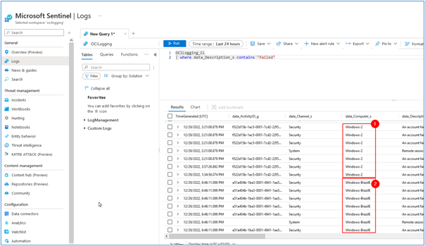 Logs in Microsoft Azure Sentinel