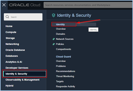 Auf das Menü "Identität" zugreifen