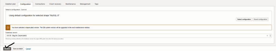 Bild mit MySQL-Versionsdetails