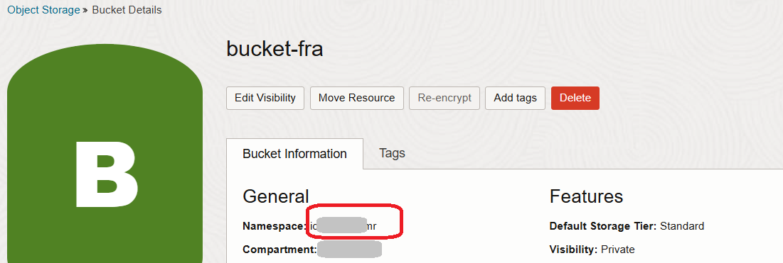 Object Storage-Bucket-Namespace