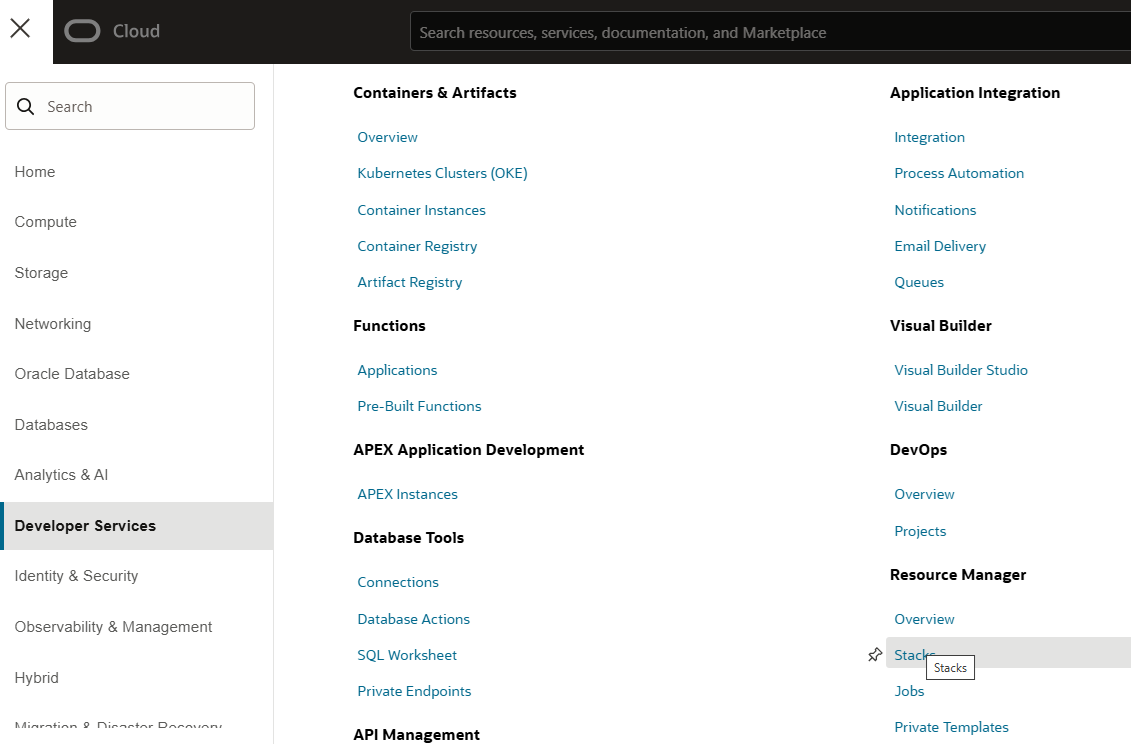 OCI Resource Manager-Stacks